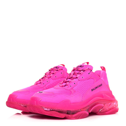 Balenciaga Fabric Mesh Clear Sole Fluo Mens Triple S Sneakers 41 Pink 4 of 10