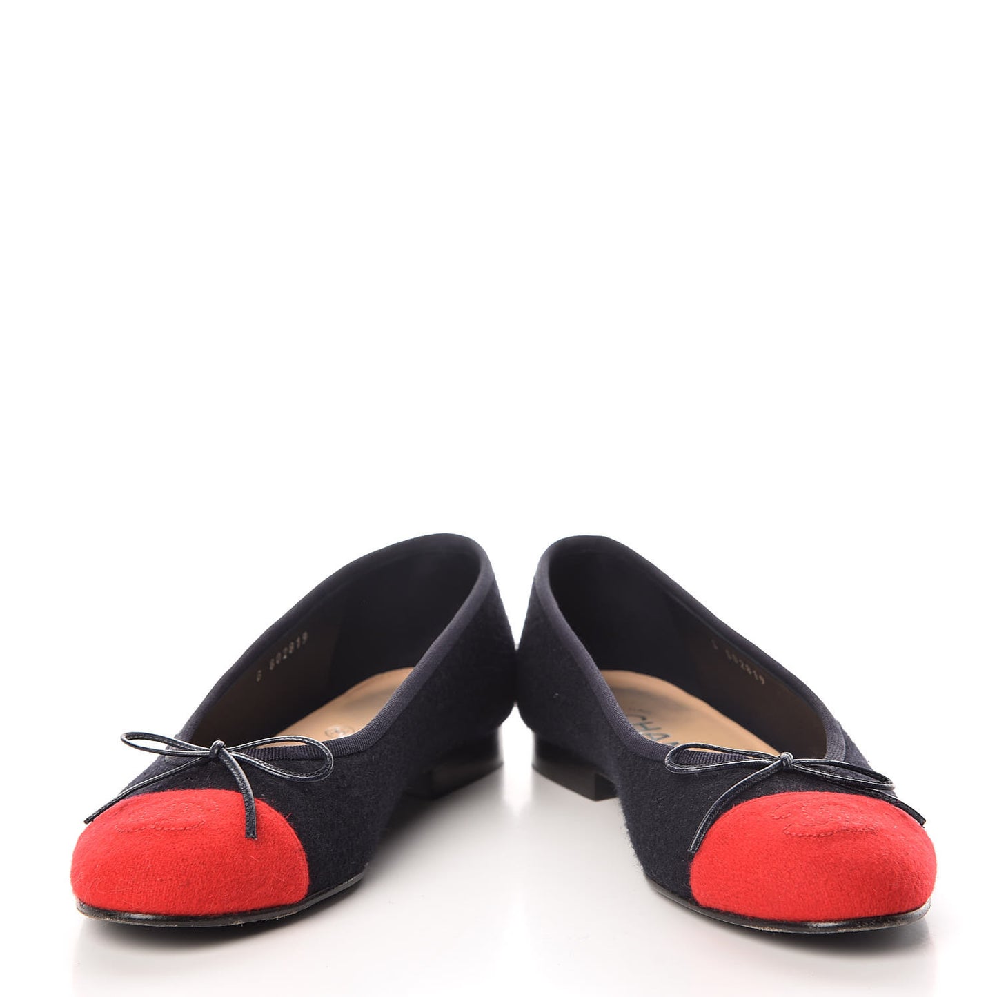 Felt Suede Cap Toe CC Ballerina Flats 36 Blue Red