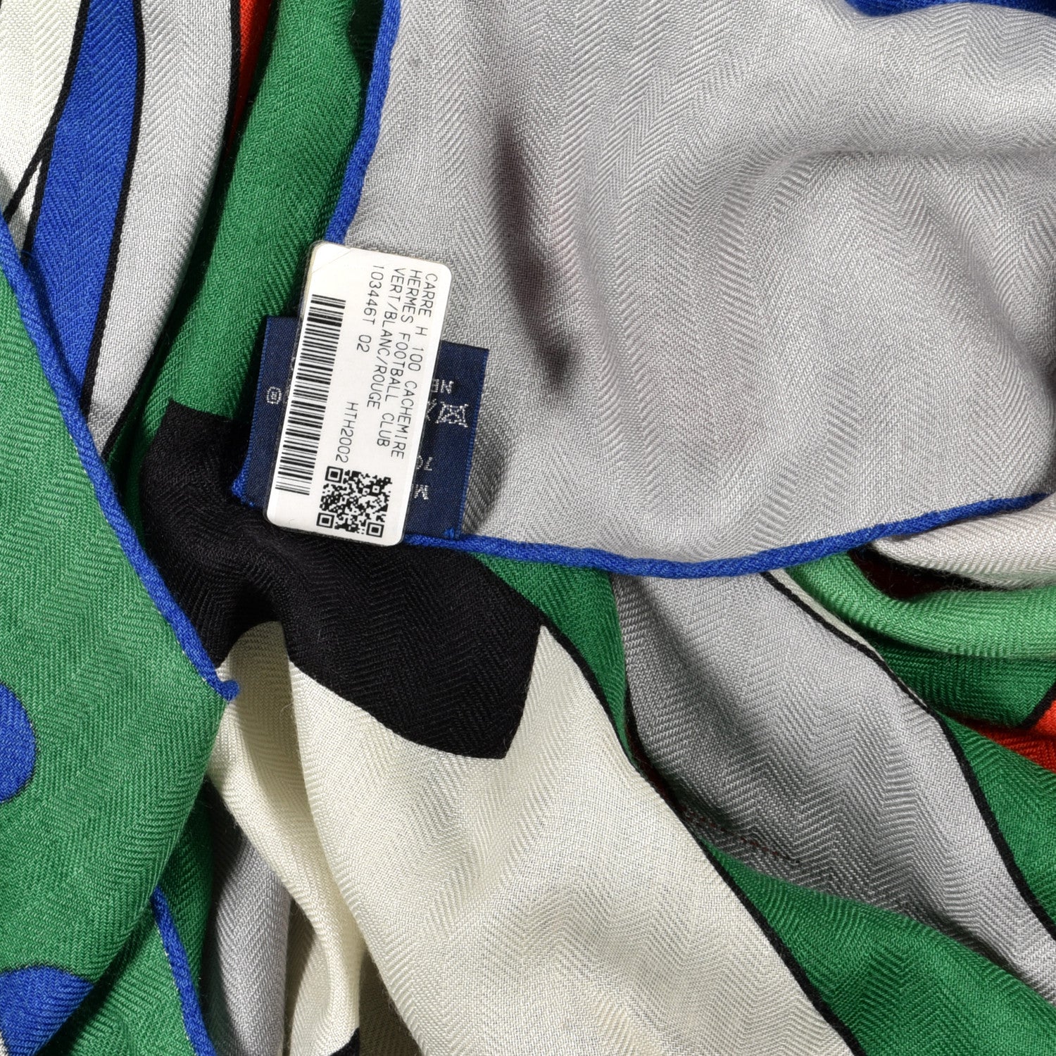 Hermes Cashmere Silk Football Club Scarf 100 Vert White Rouge 4 of 6