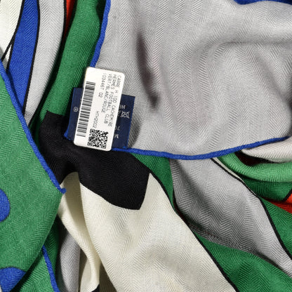 Hermes Cashmere Silk Football Club Scarf 100 Vert White Rouge 4 of 6