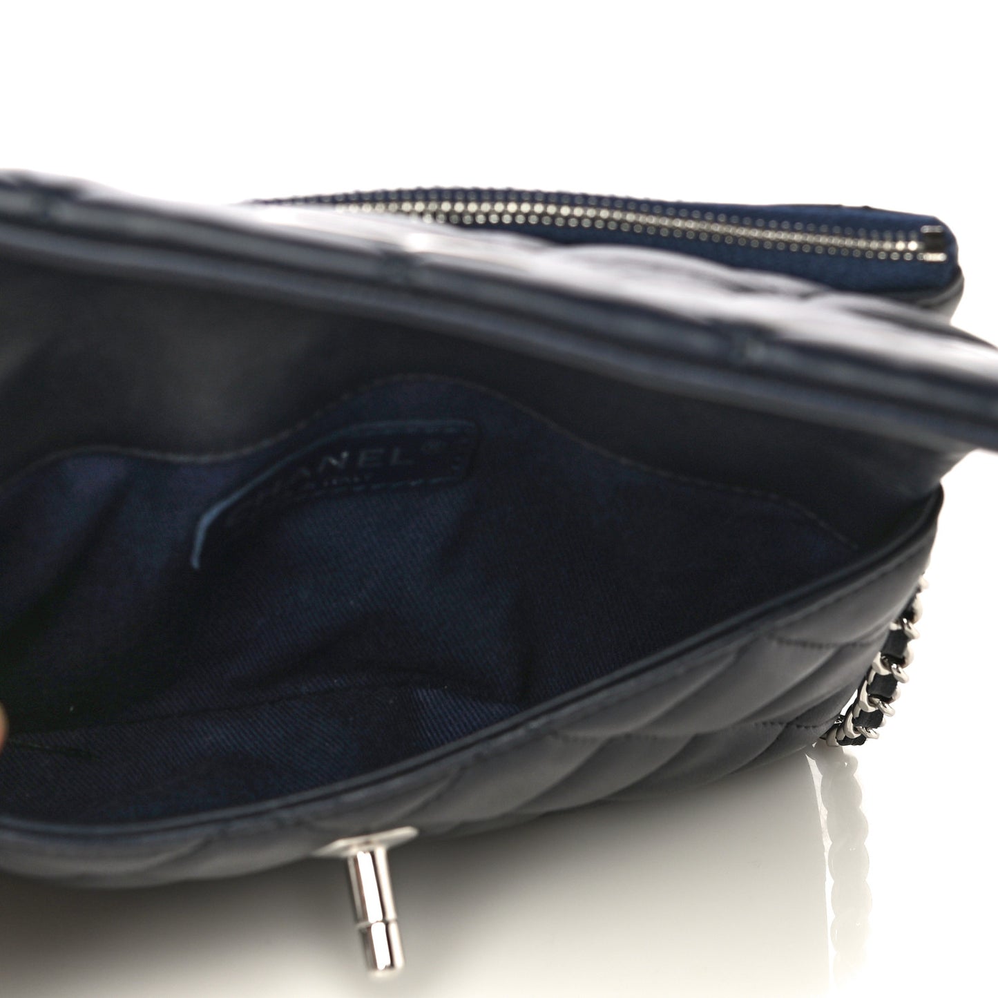 Lambskin Quilted Daily Zippy Crossbody Navy