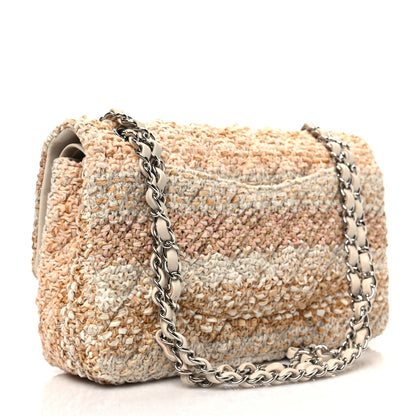 Chanel Tweed Quilted Medium Double Flap Beige Ecru Pink 3 of 7