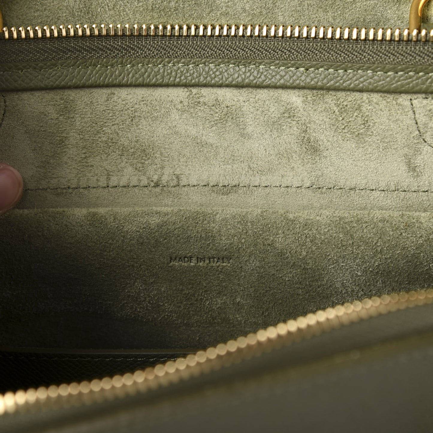 Grained Calfskin Micro Belt Bag Army Green