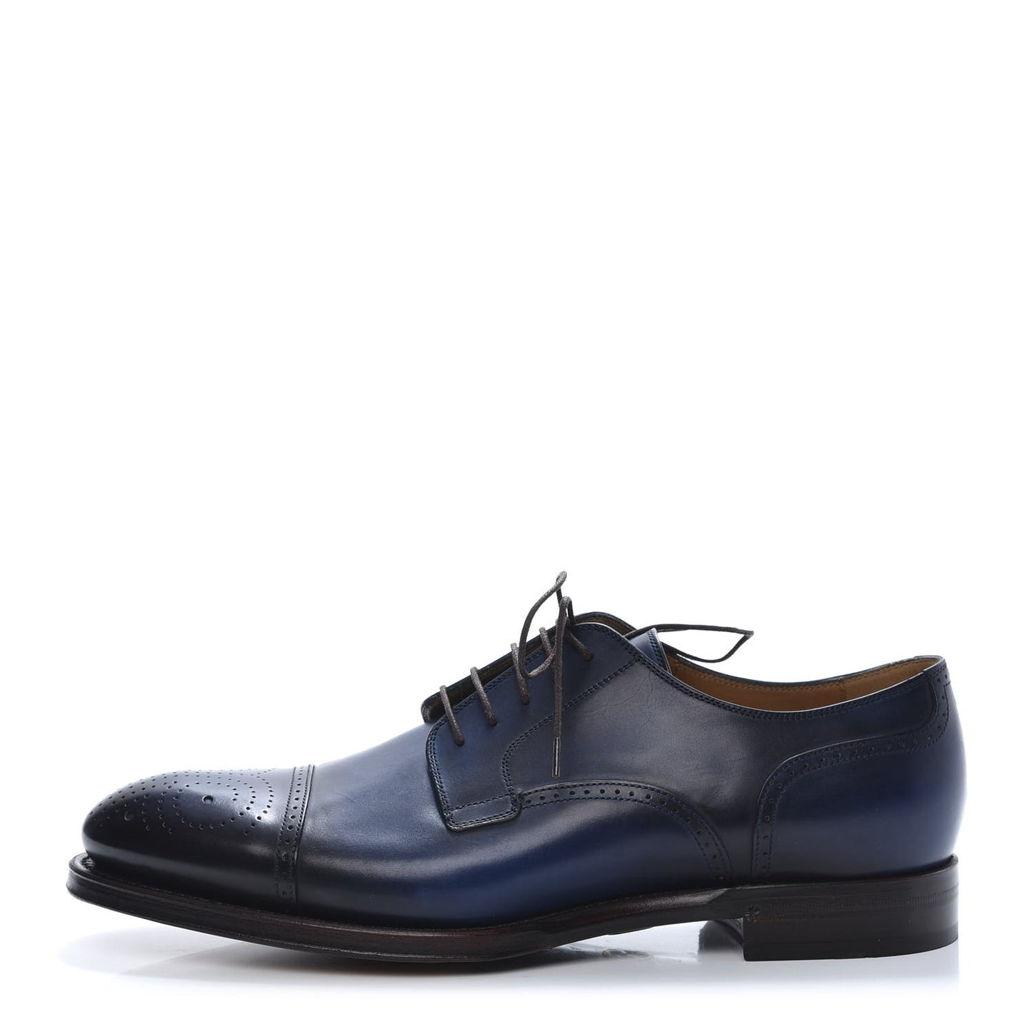 Calfskin Mens Boss Whipstitch Oxfords 9 Blue
