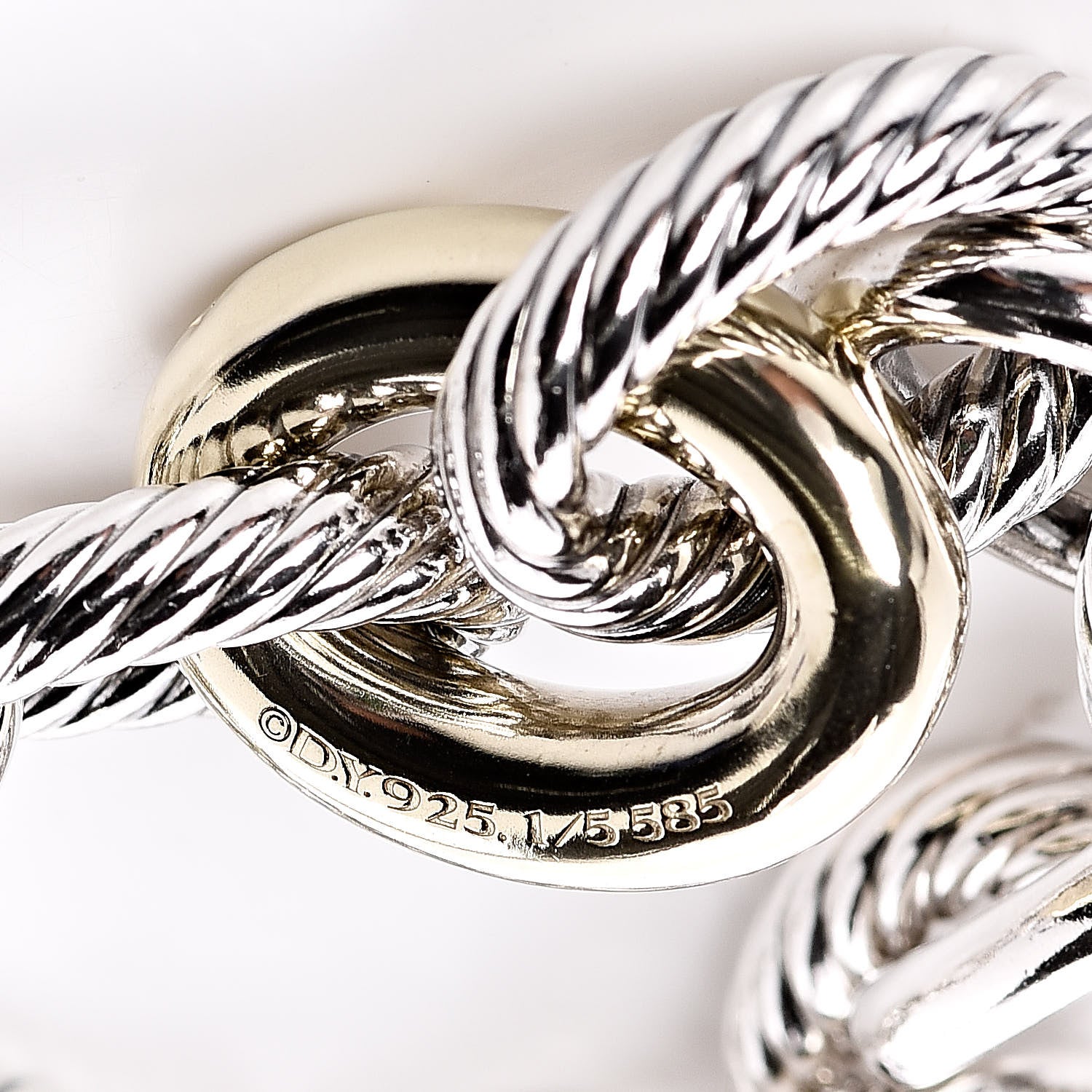 David Yurman Sterling Silver 14K Yellow Gold Extra Large Oval Link Bracelet 4 of 4