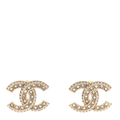 Chanel Crystal Timeless CC Earrings Light Gold 1 of 4