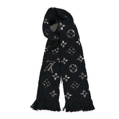 Louis Vuitton Wool Silk Logomania Shine Scarf Black 1 of 3