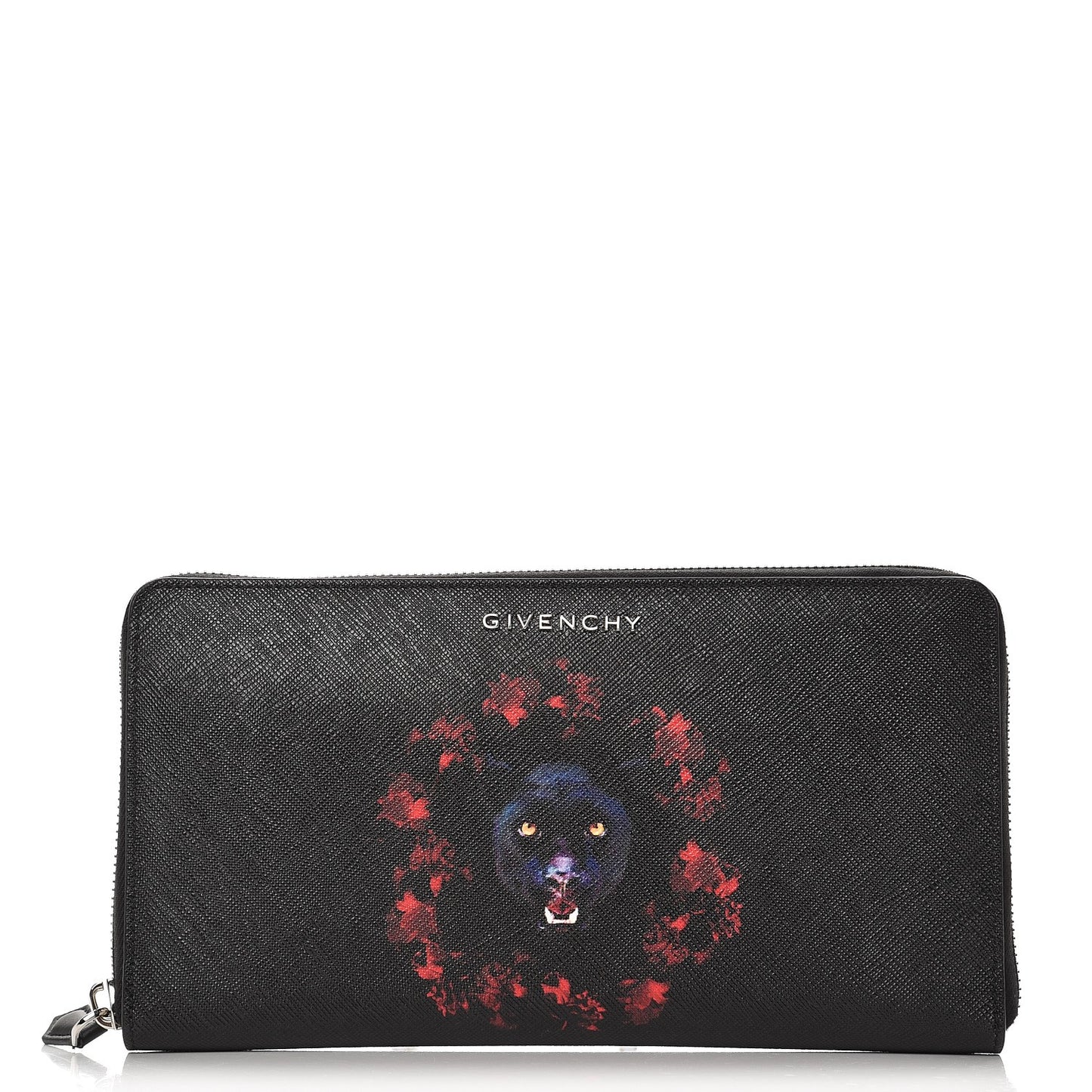 Canvas Jaguar Floral Print Travel Zipped Wallet Black