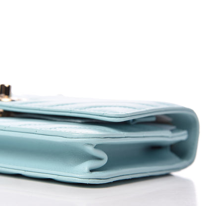 Chanel Lambskin Chevron Quilted Trendy CC Wallet On Chain WOC Light Blue 6 of 11