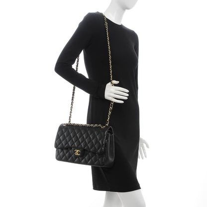 Chanel Lambskin Quilted Jumbo Double Flap Black 3 of 9