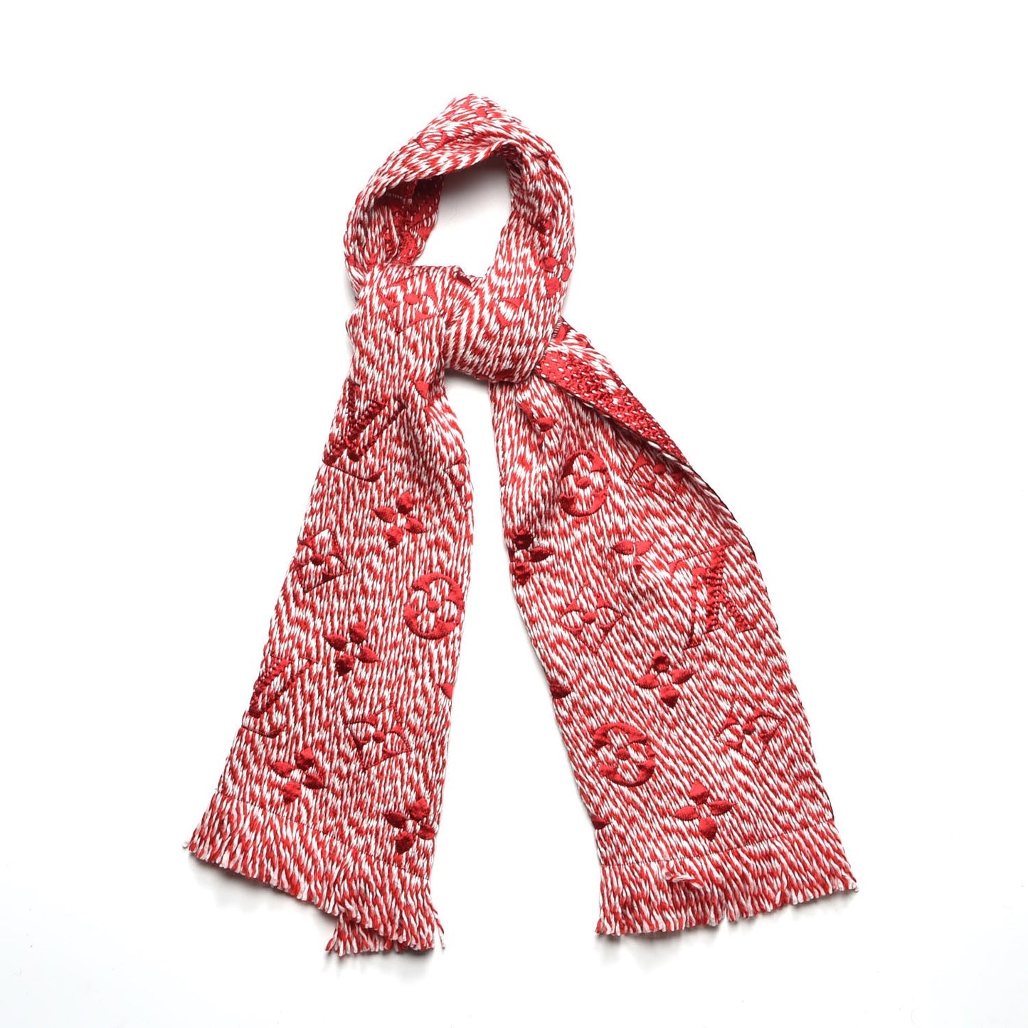Wool Silk Logomania Mix Scarf Coquelicot