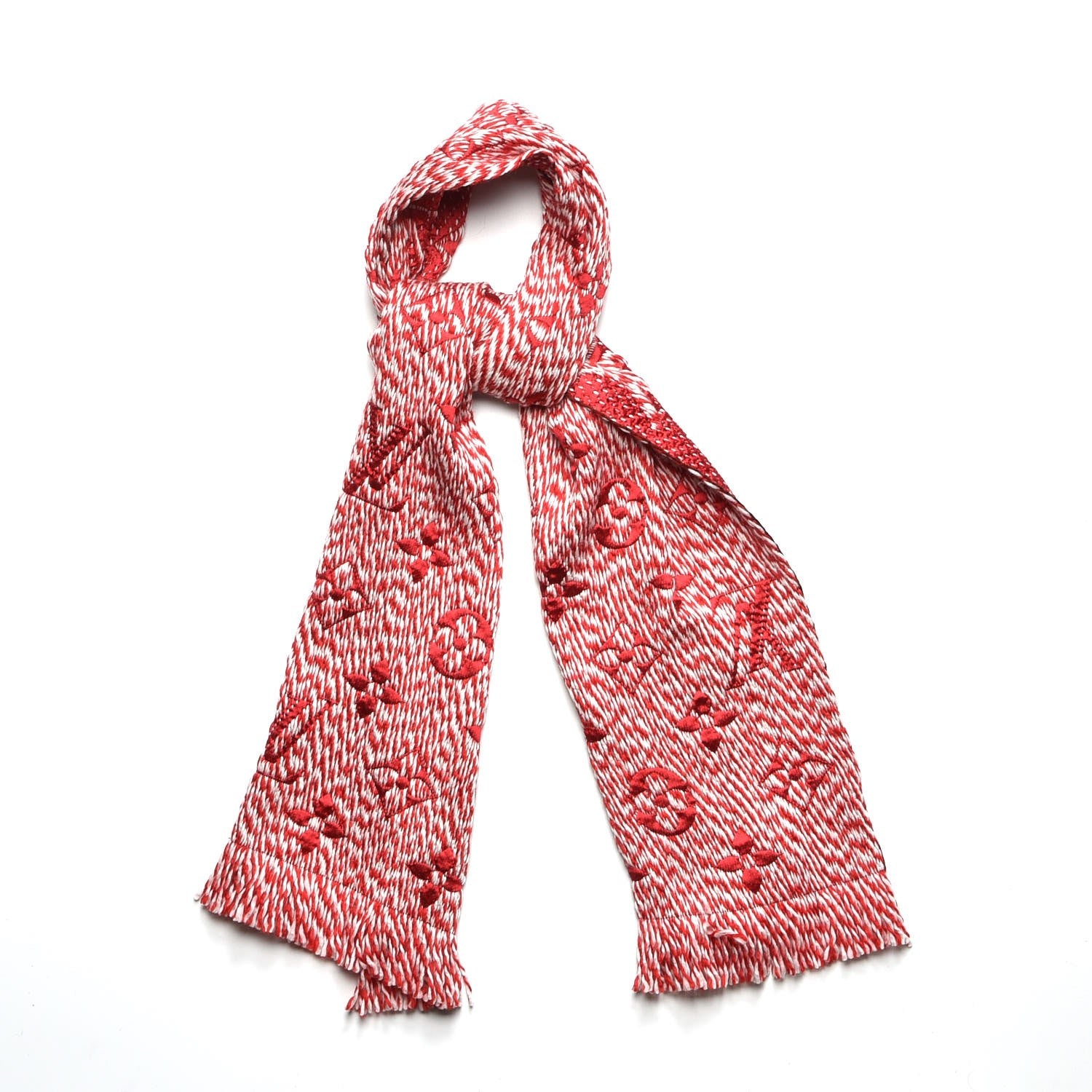 Louis Vuitton Wool Silk Logomania Mix Scarf Coquelicot 1 of 4