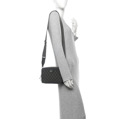 Gucci GG Supreme Monogram Textured Dollar Calfskin Small Ophidia Top Handle Shoulder Grey Black Graphite Grey 2 of 10