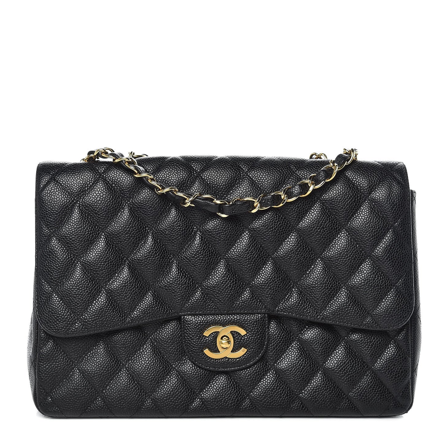 Caviar Quilted Jumbo Single Flap Black