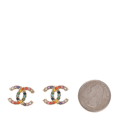 Chanel Crystal Over The Rainbow CC Earrings Gold Multicolor 2 of 4