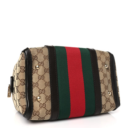 Gucci Monogram Vintage Web Small Boston Dark Brown 4 of 12