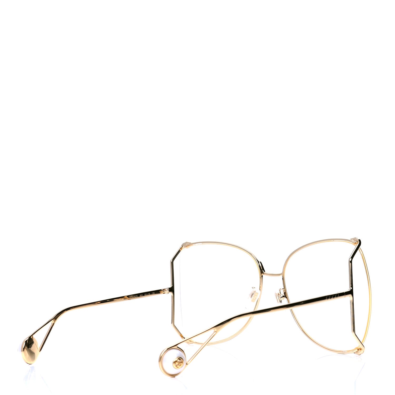 Gucci Metal Oversized Round Sunglasses GG0252S Gold 4 of 4