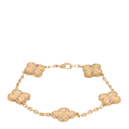 Van Cleef & Arpels 18K Yellow Gold 5 Motifs Guilloche Vintage Alhambra Bracelet 1 of 3