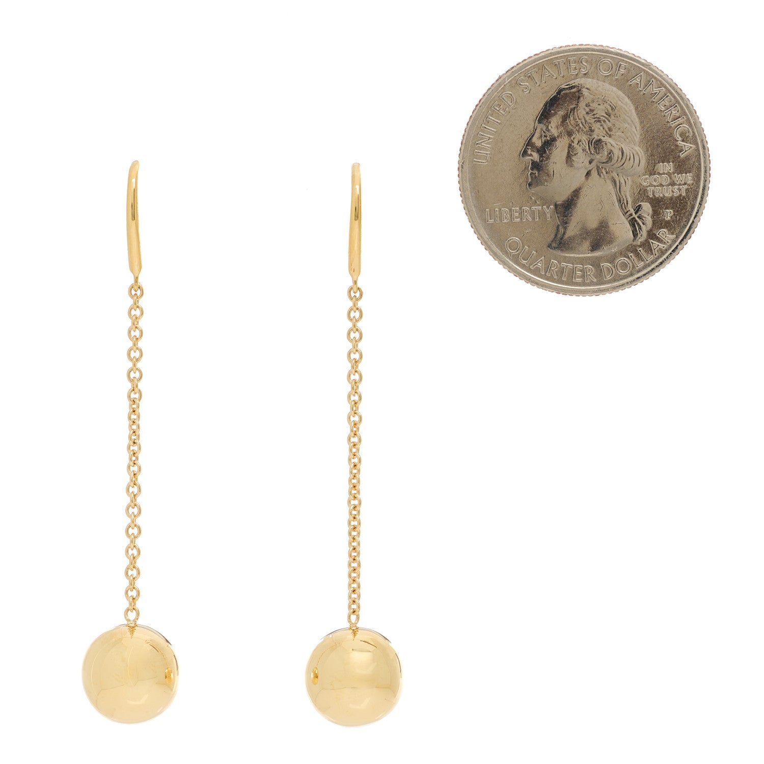 Tiffany 18K Yellow Gold 10mm Hardwear Ball Hook Drop Earrings 2 of 4