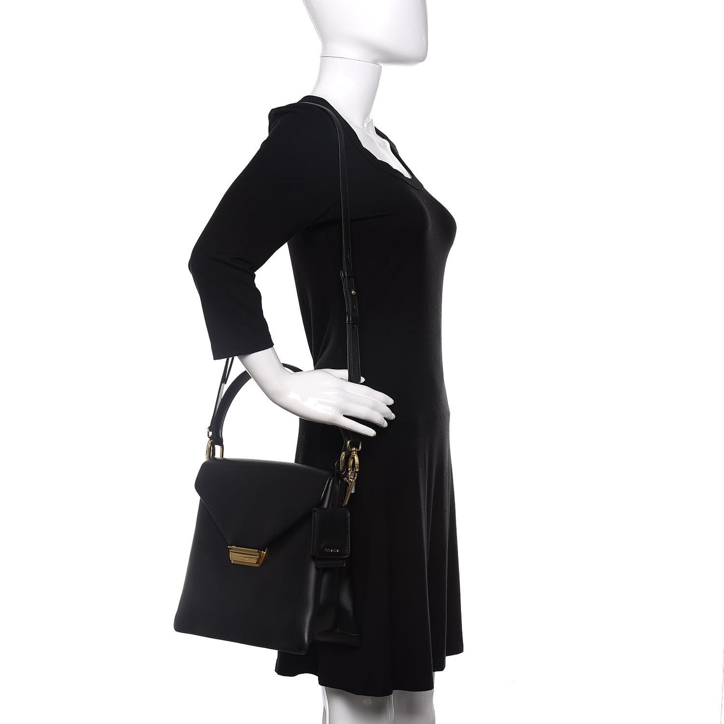 New Calfskin Medium Ingrid Top Handle Bag Black