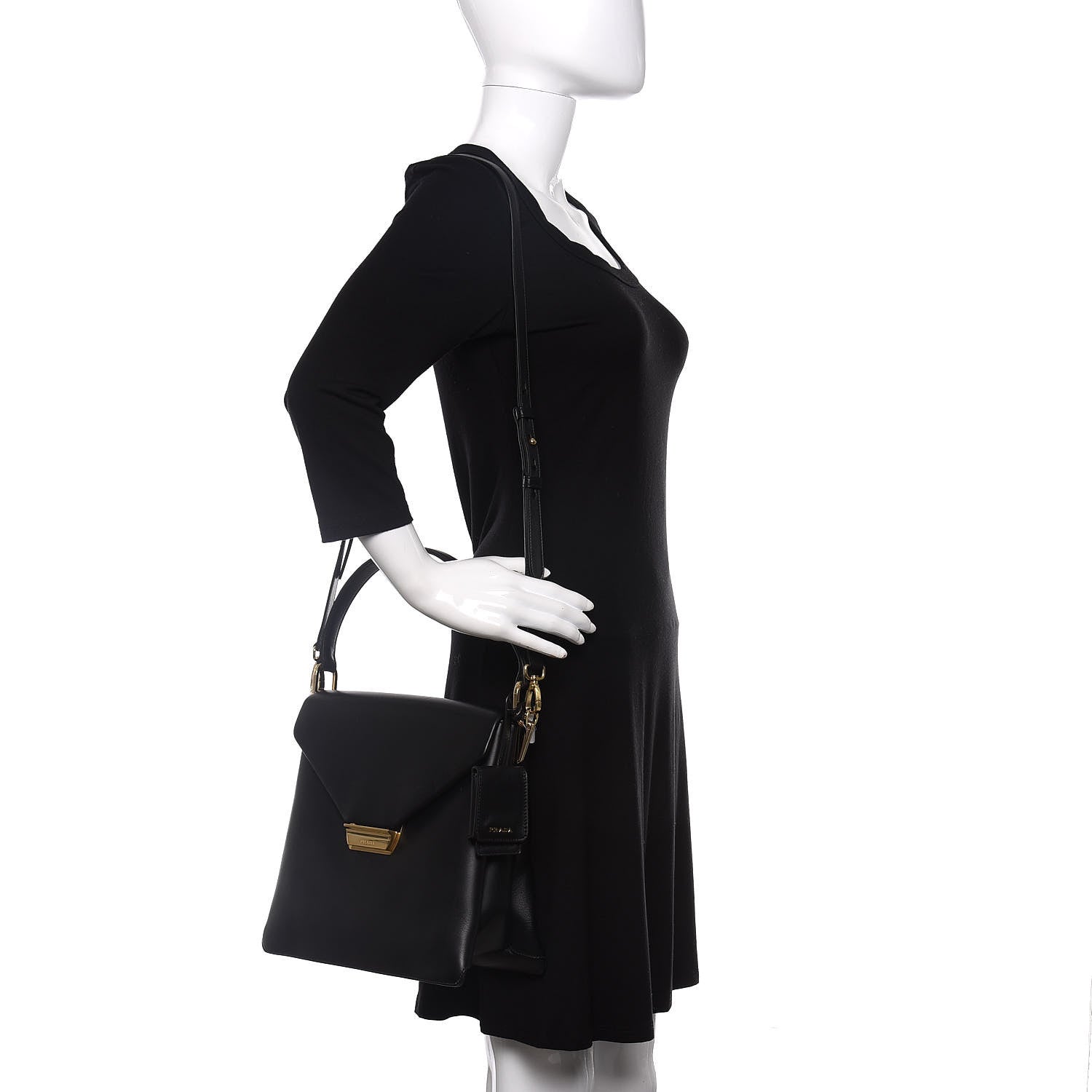 Prada New Calfskin Medium Ingrid Top Handle Bag Black 2 of 9