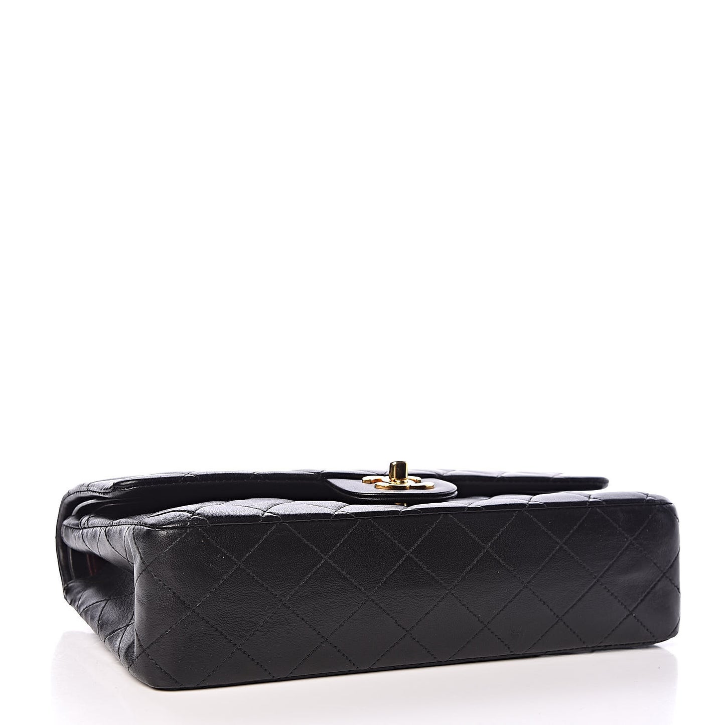 Lambskin Quilted Medium Double Flap Black