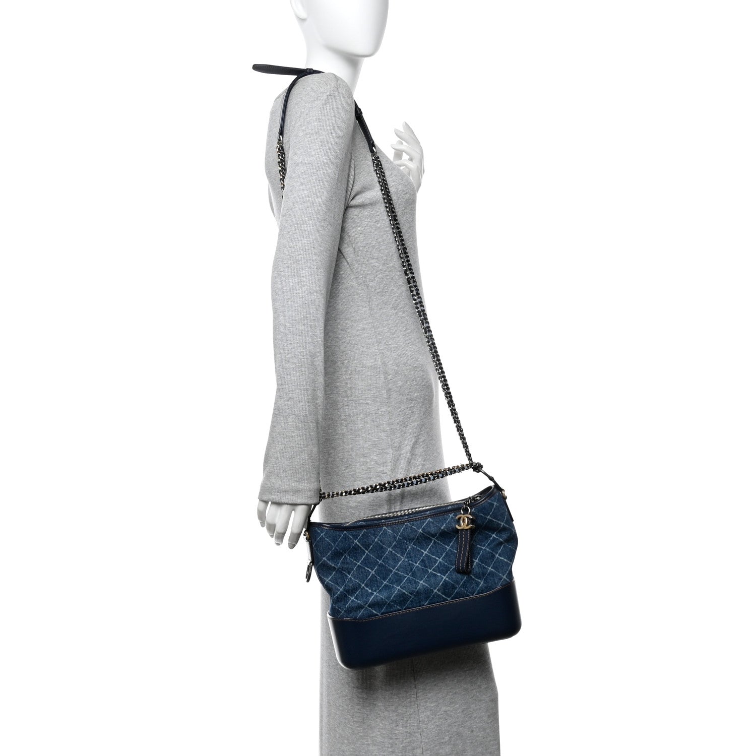 Chanel Denim Calfskin Medium Gabrielle Hobo Blue 2 of 13