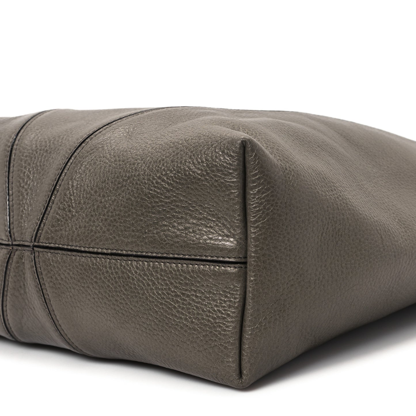Grained Calfskin Large Spin Tote Flannel Grey