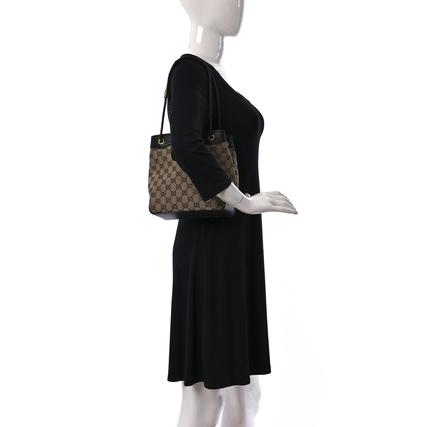 Monogram Woven Handle Tote Brown