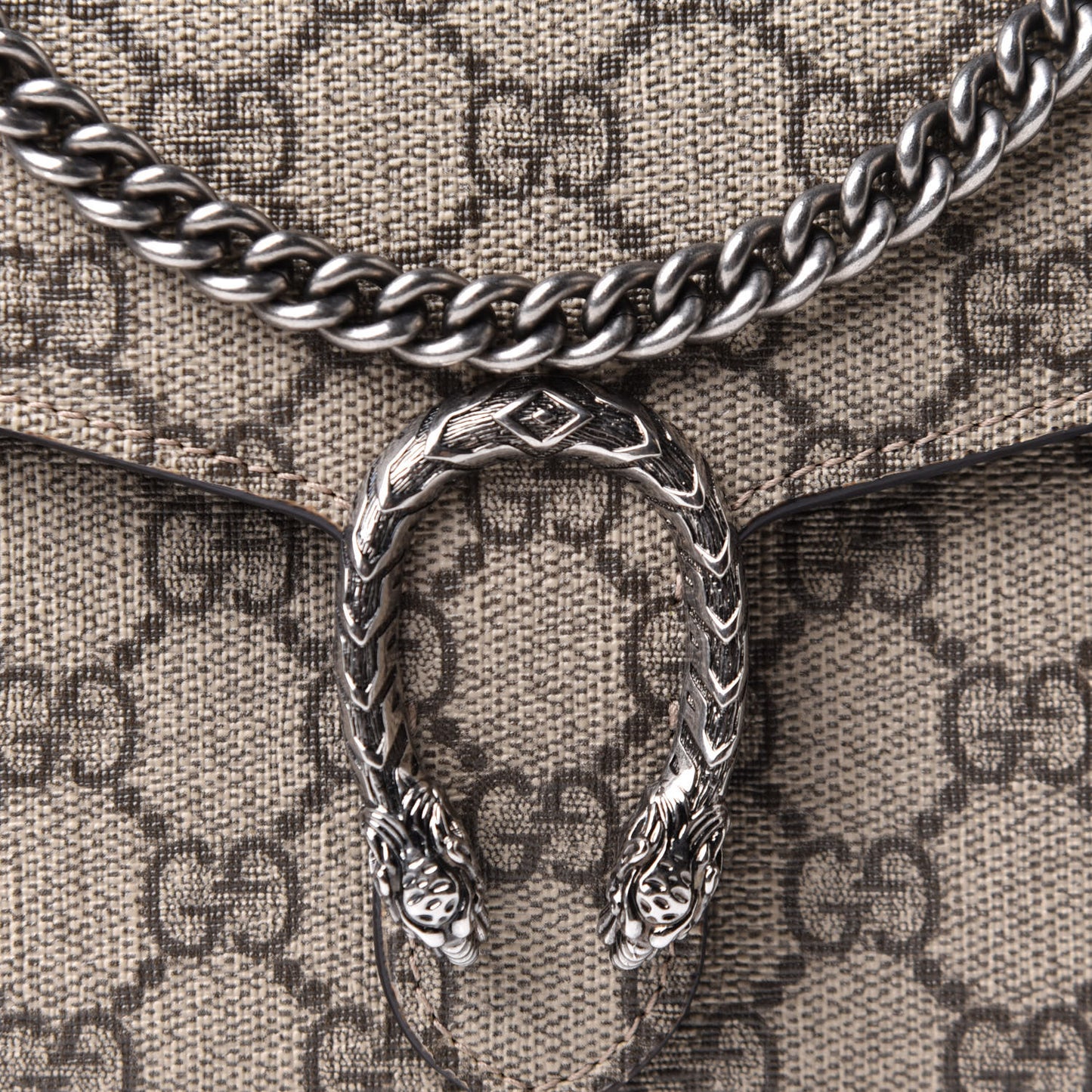 GG Supreme Monogram Mini Dionysus Chain Wallet Beige Taupe