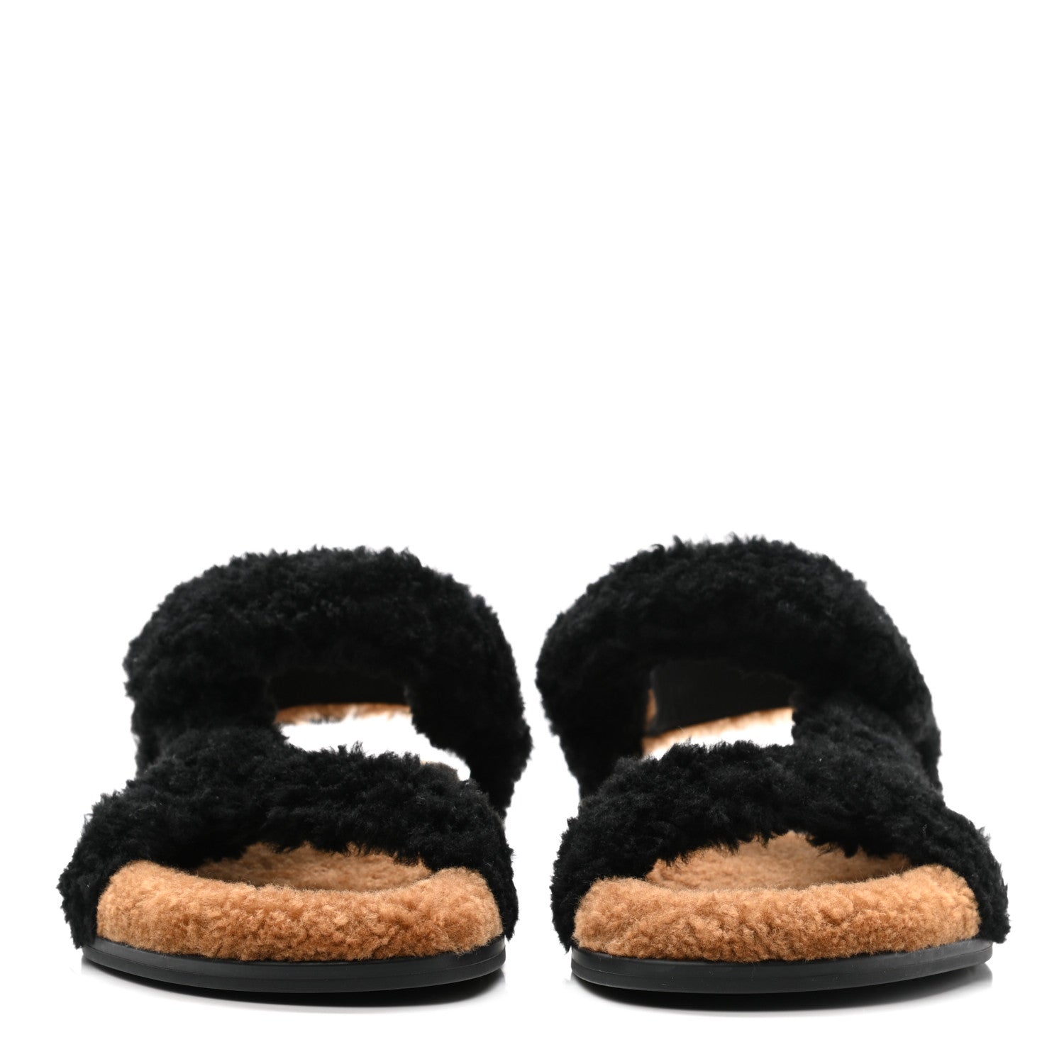 Fendi Shearling FF Fendi Feel Sandals 38 Tobacco Black 2 of 9