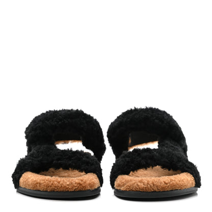 Fendi Shearling FF Fendi Feel Sandals 38 Tobacco Black 2 of 9