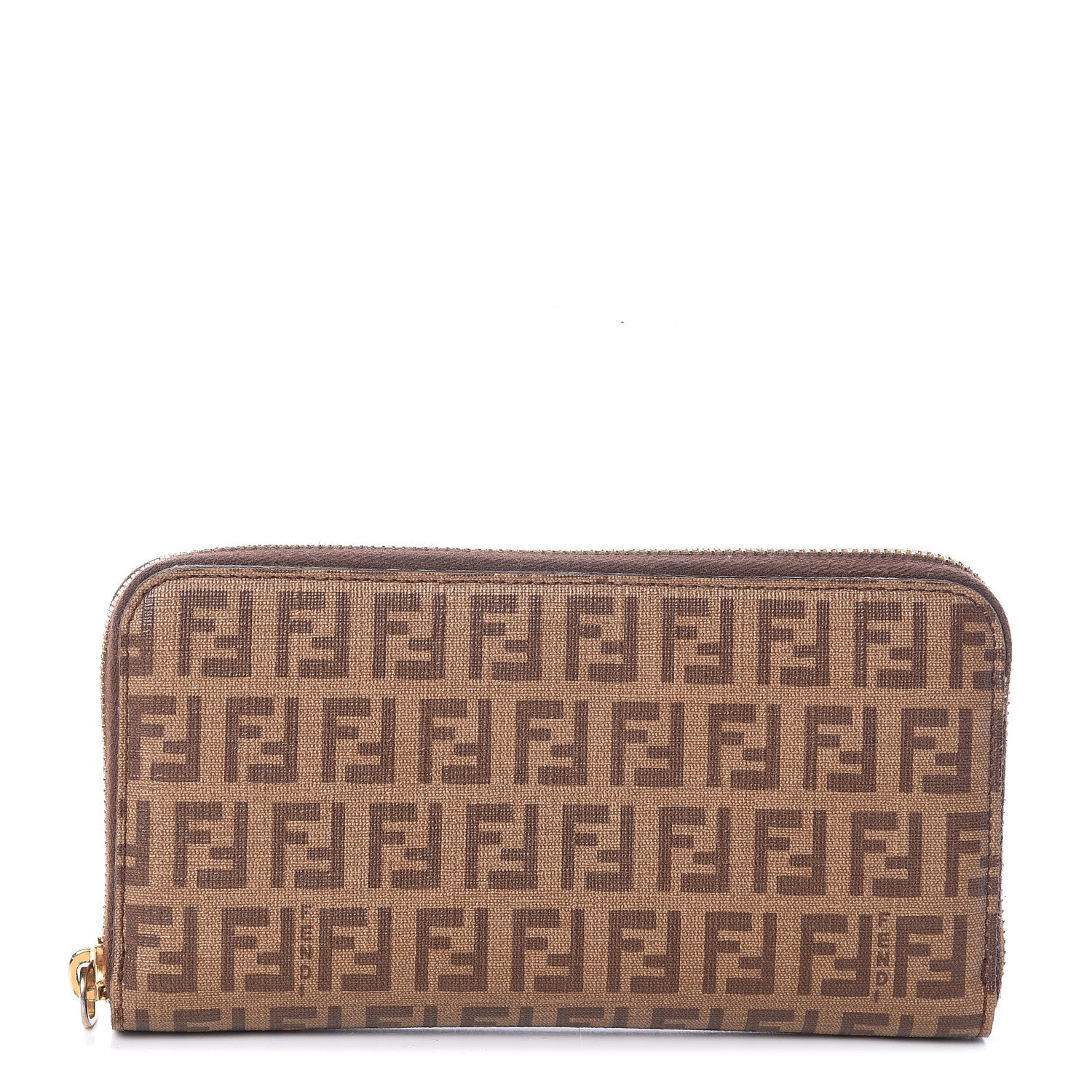 Fendi Zucchino Spalmati Forever Zip Around Wallet Nocciola 1 of 5