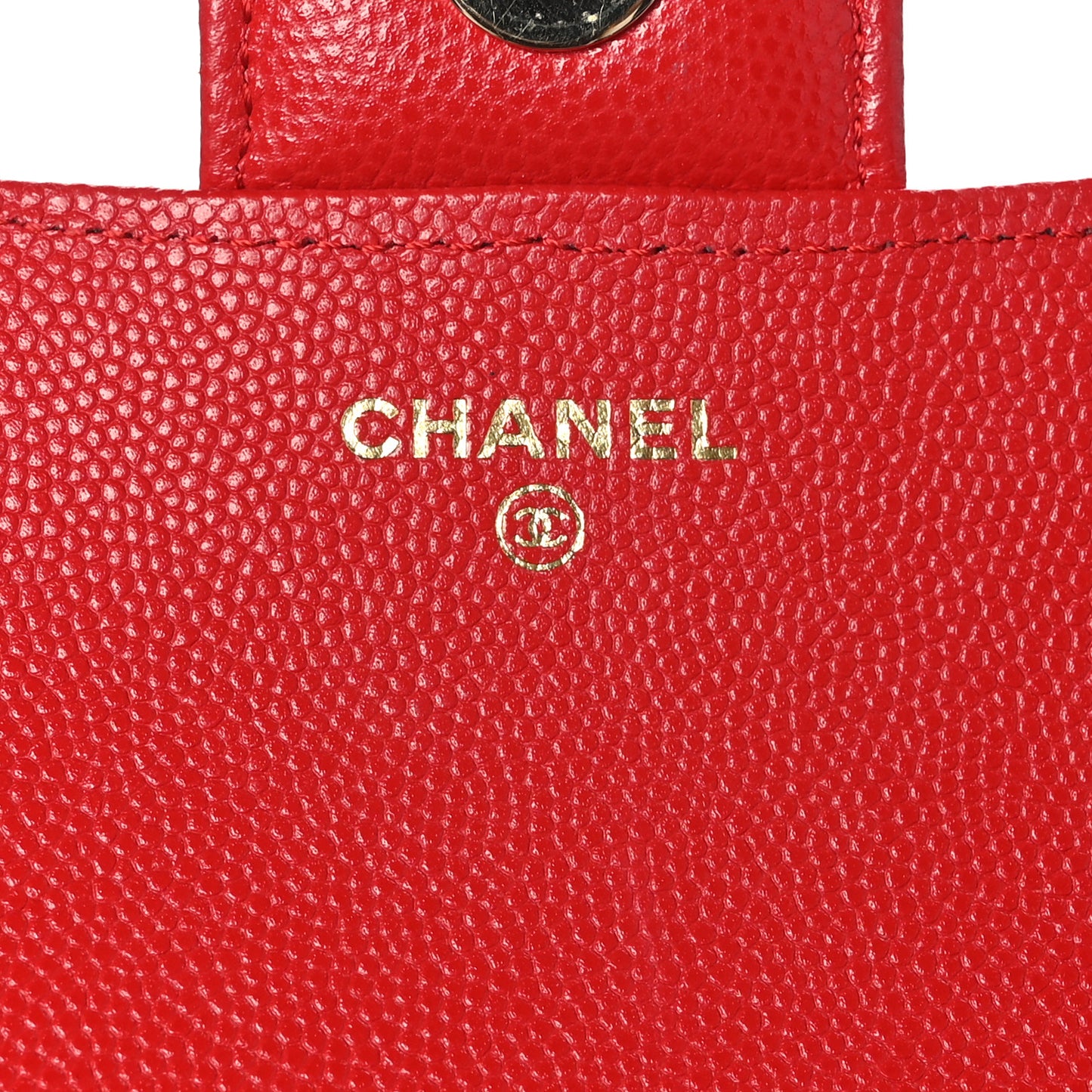 Caviar Quilted Glasses Case With Chain Red