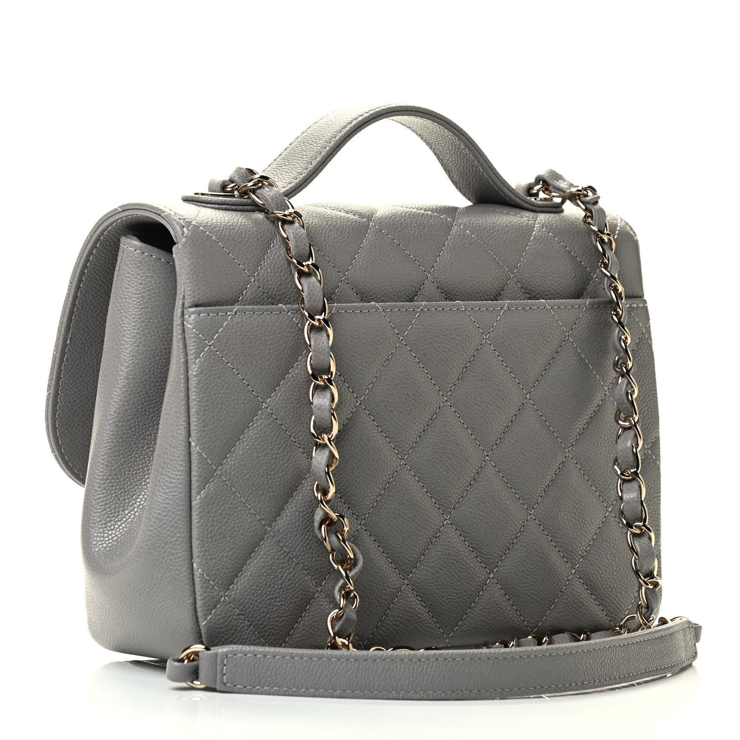 Caviar Quilted Medium Business Affinity Flap Grey