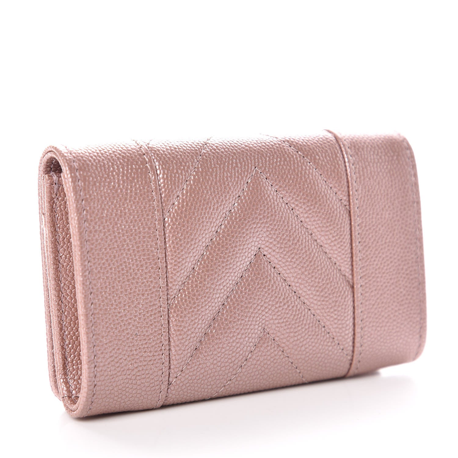 Chanel Metallic Caviar Chevron Quilted Vintage Mademoiselle Card Holder Pink 3 of 11