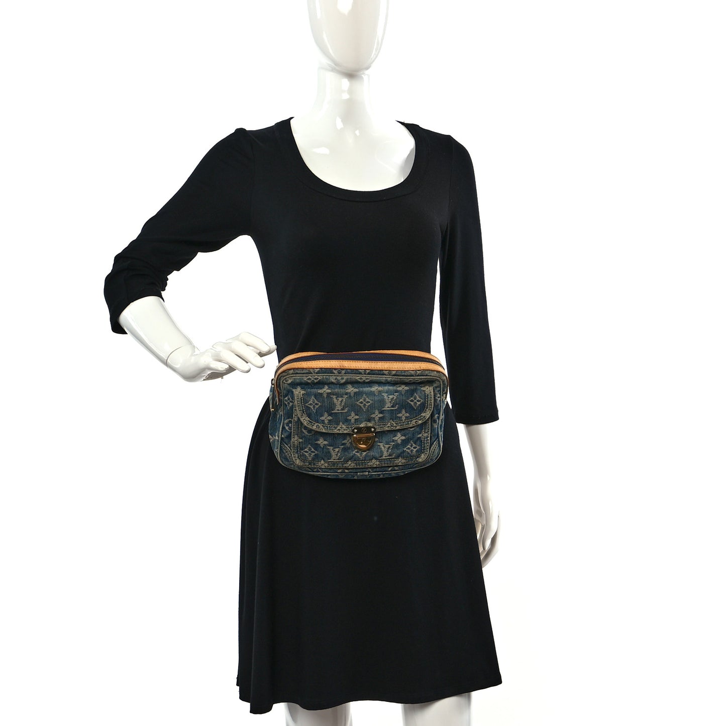 Monogram Denim Bum Bag Blue