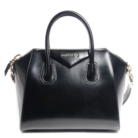 Shiny Lord Calfskin Small Antigona Black