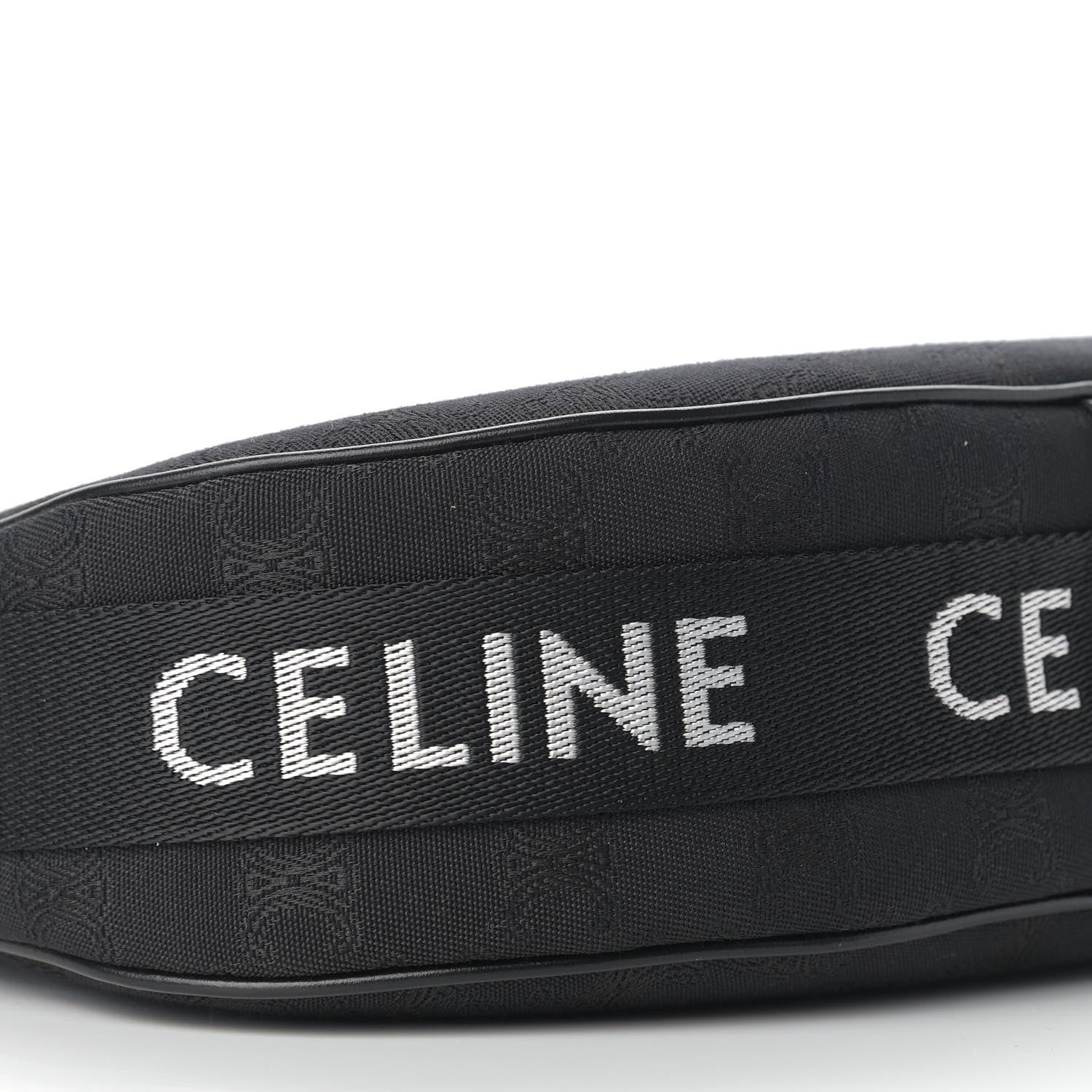 Celine Canvas Calfskin Jacquard Medium Ava Triomphe Shoulder Bag With Strap Black 8 of 9