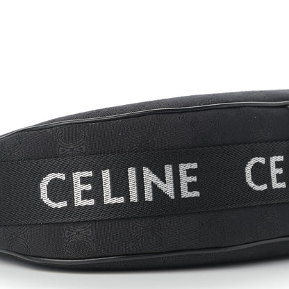 Celine Canvas Calfskin Jacquard Medium Ava Triomphe Shoulder Bag With Strap Black 8 of 9
