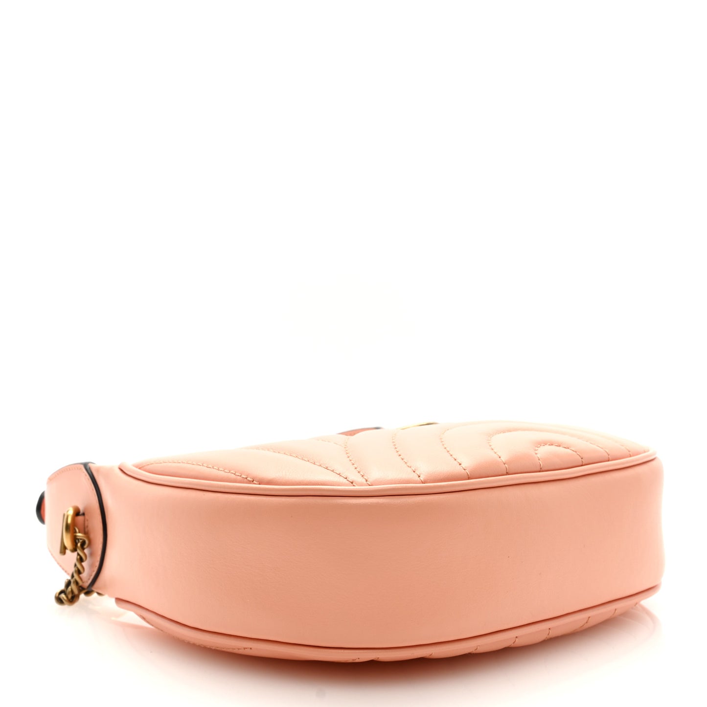 Calfskin Vertical Ring Matelasse Mini GG Marmont Half Moon Hobo Peachy Chic