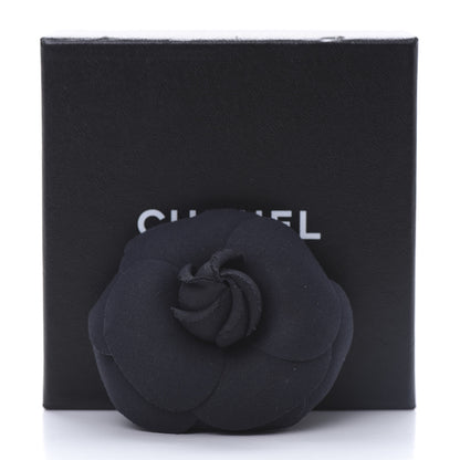 Chanel Silk Taffeta Camellia Brooch Pin Navy 5 of 5