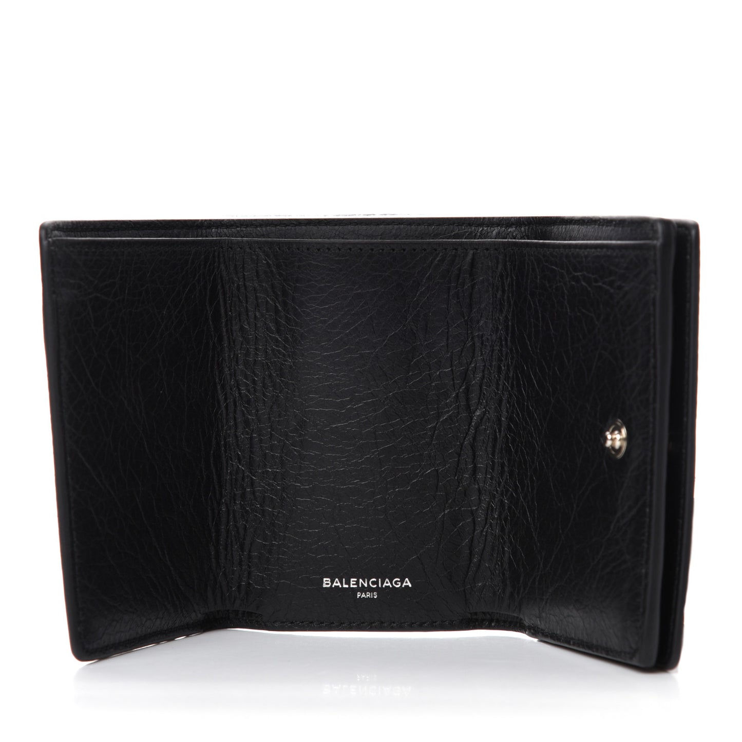 Agneau Classic Silver Hardware Mini Wallet Black