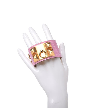 Hermes Matte Alligator Collier De Chien CDC Bracelet T2 5P Pink 2 of 6
