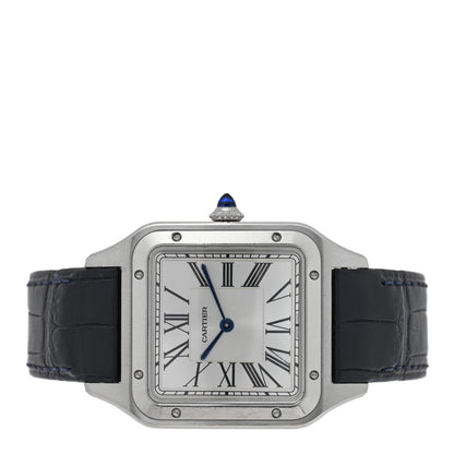 Cartier Stainless Steel Alligator 31.4mm Santos Dumont Quartz Watch Blue 2 of 5