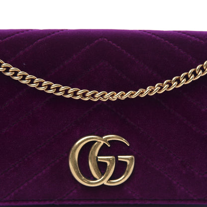 Gucci Velvet Matelasse GG Marmont Mini Bag Fuchsia Violet Cyclamen 9 of 10