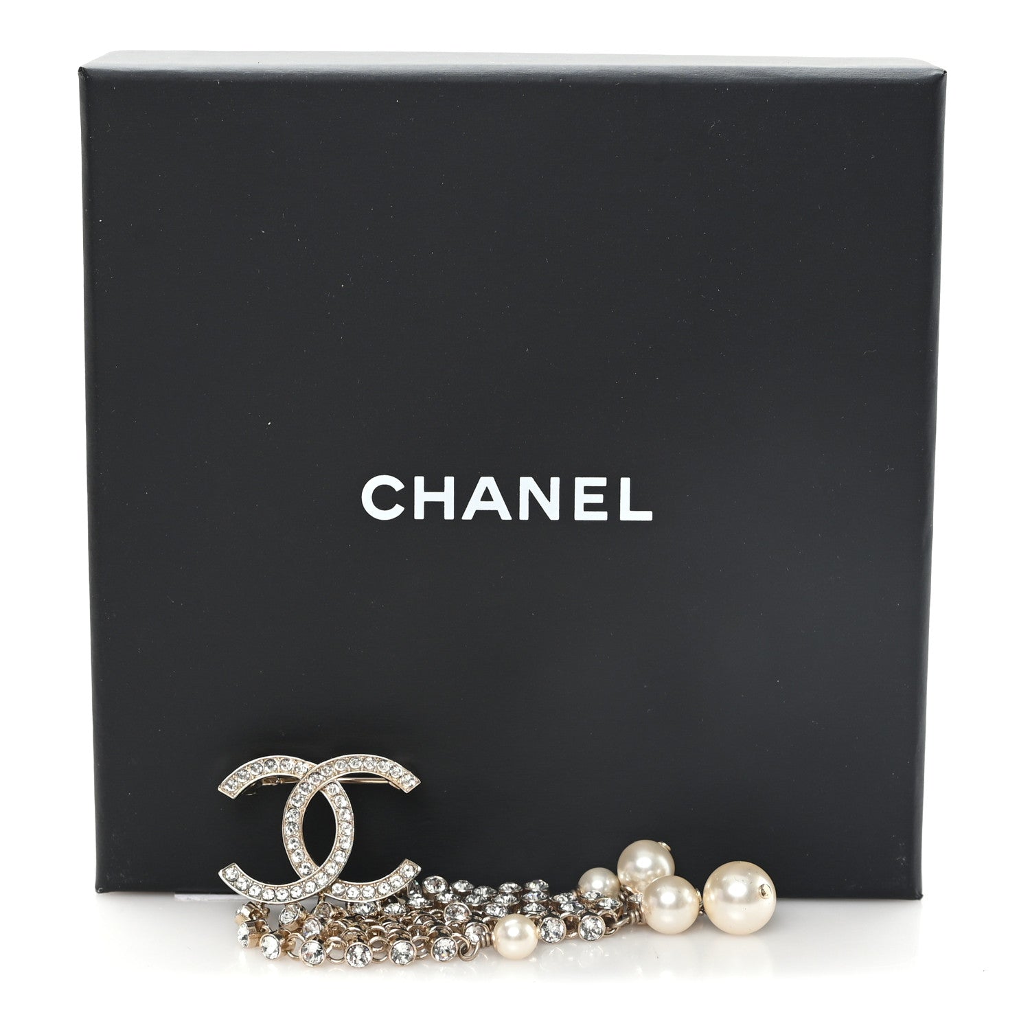 Chanel Crystal Pearl Multi Strand CC Brooch Gold Gold 4 of 4