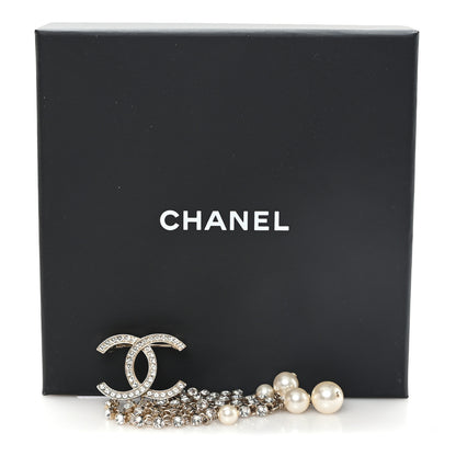 Chanel Crystal Pearl Multi Strand CC Brooch Gold Gold 4 of 4