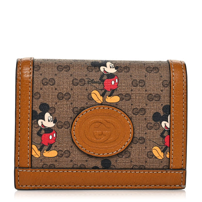 Gucci X DISNEY Mini Vintage GG Supreme Monogram Mickey Mouse Card Holder Wallet Beige Vintage Sun Oil 1 of 7
