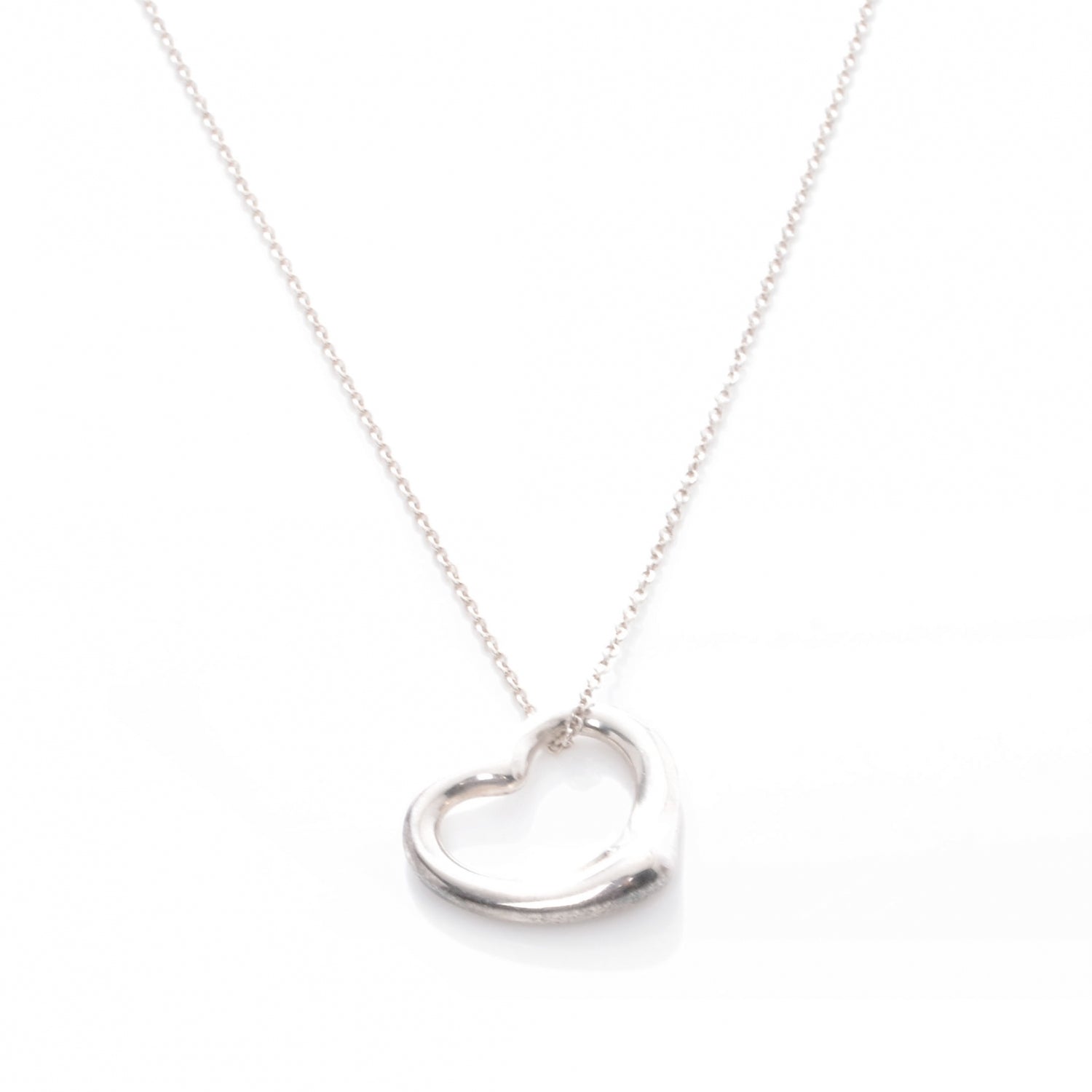 Tiffany Sterling Silver 16mm Elsa Peretti Open Heart Pendant Necklace 2 of 6